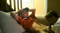 Slim Str8 Thug Boy enjoys Dad's BJ