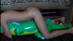 Big inflatable alligator humping cum