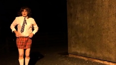 sissy schoolgirl cathy goes outside