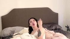 Shemale tranny enjoying solo masturbation