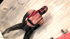 Electro bdsm slave and fetish latex big titted domina