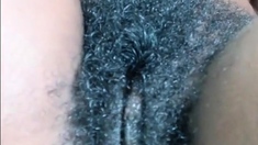 Hairy Black Amateur Close-up Masturbation Video