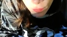 Czech amateur bangs outdoor pov