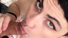 ShesNew Amateur brunette girlfriend POV blowjob handjob