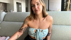 Blonde European Pamela Blond jerking off a Huge Dick