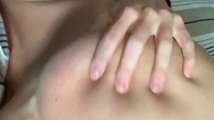 Amateur blonde Kaira in mini skirt masturbation scene