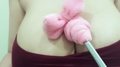 Big boob brunette masturbates on webcam
