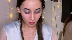 Amateur busty brunette masturbates and does hand job