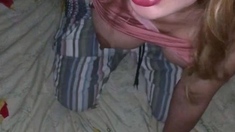 Busty redhead teen blowjob and cock ride