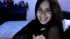 Amateur busty brunette masturbates and does hand job