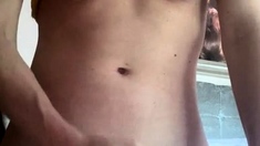 Short haired chick with big tits jerks her pussy online