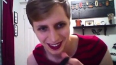 Twink Crossdresser Cums Hard