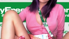 Small titted Briana toying herself poolside