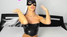 Amateur blonde does solo dildo tease on webcam