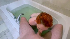 Redhead gives deep throat BJ - best vacation ever!