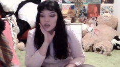 Hot brunette close up pussy masturbation on cam