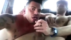 Latino Gay Couple's Steamy Car Blowjob