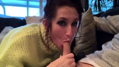 Latina girl has a big cock blowjob pov style