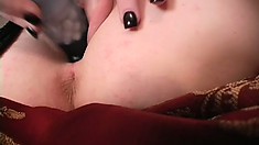 Lustful Redhead Removes Her Black Panties And Fills Her Pink Pussy With A Dildo