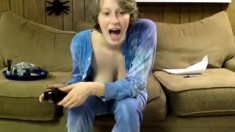 Adorable Blonde Teen Slut With Big Boobs Flashing In Public