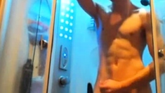 Cute Russian with big cock in shower